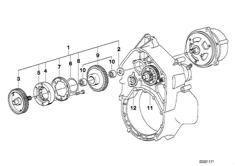 Vrijloop startmotor / secundaire as