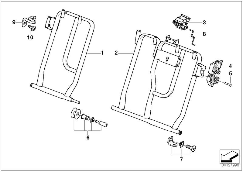 Achterbank zittingframe neerklapbaar