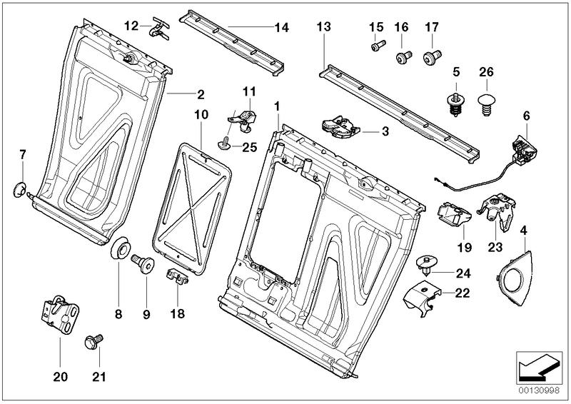 Achterbank zittingframe neerklapbaar