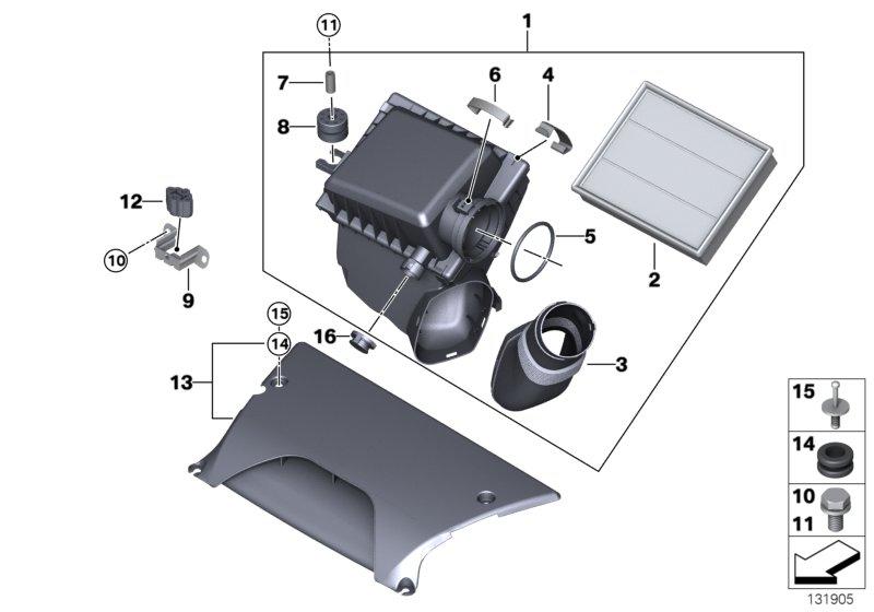 Aanzuiggeluidsdemper  /  Filterelement