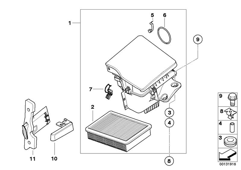 Aanzuiggeluidsdemper  /  Filterelement