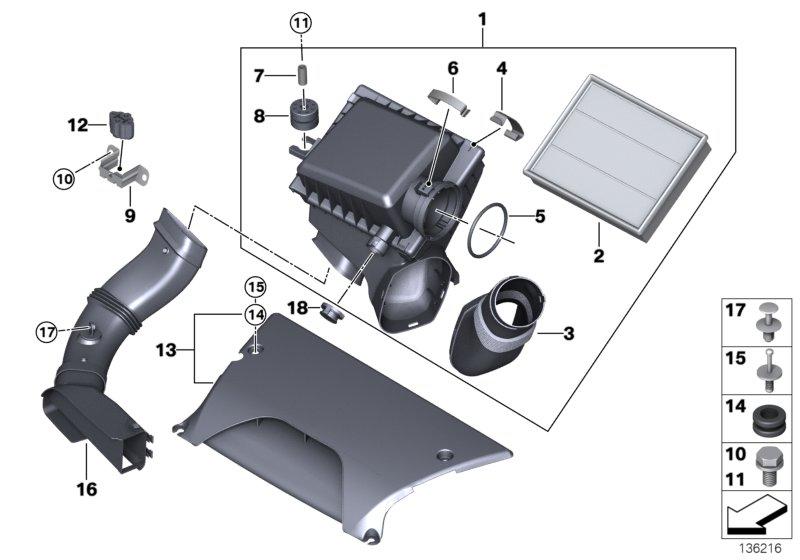 Aanzuiggeluidsdemper  /  Filterelement