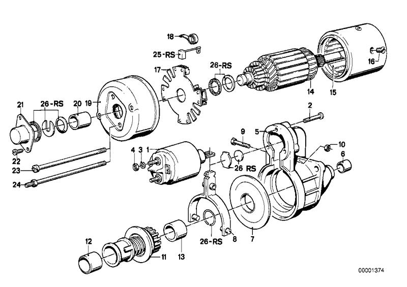 Startmotor onderdelen