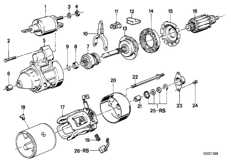 Startmotor onderdelen