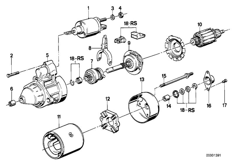 Startmotor onderdelen