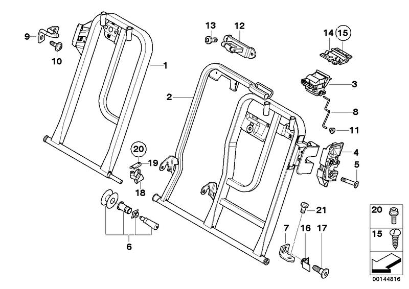 Achterbank zittingframe neerklapbaar