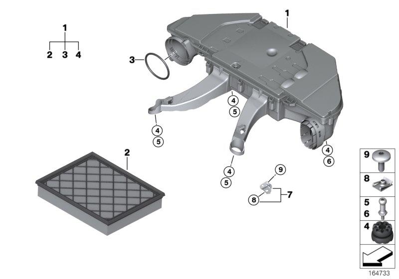 Aanzuiggeluidsdemper  /  Filterelement