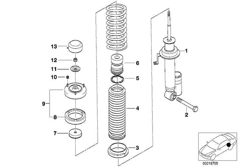 Veerelement achter, niveauregulering