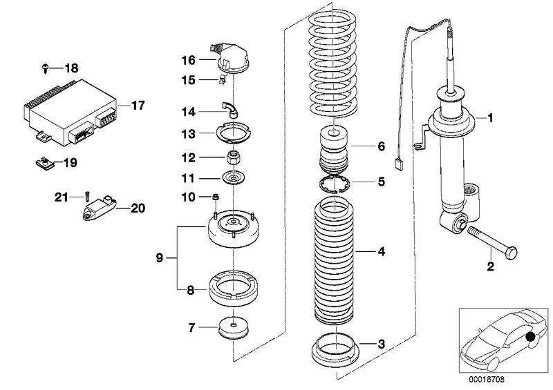 Veerelement achter EDC/niveauregulering