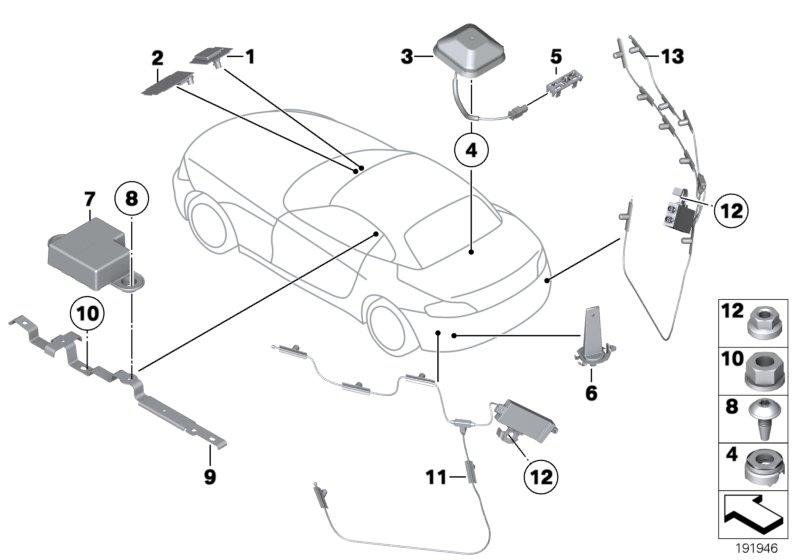 Onderdelen antenne GPS / DAB / SDARS / TV / TEL