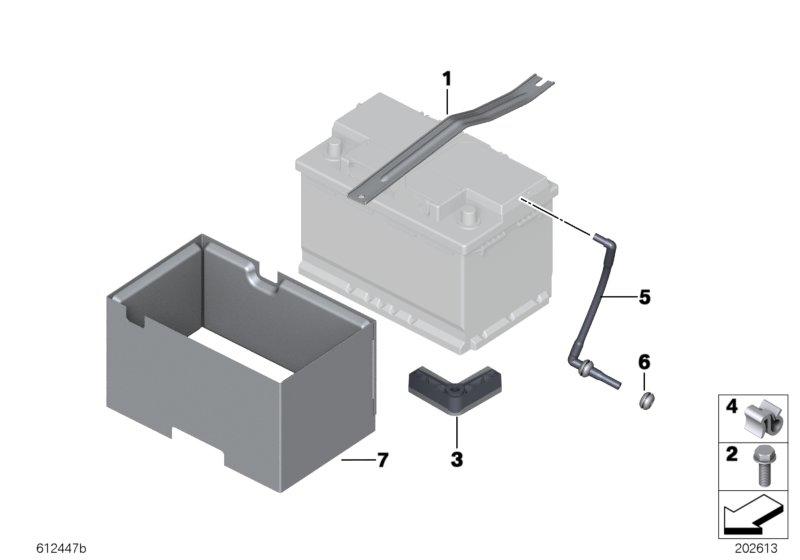 Accubevestiging en montageonderdelen