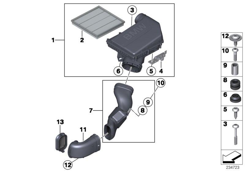 Aanzuiggeluidsdemper  /  Filterelement