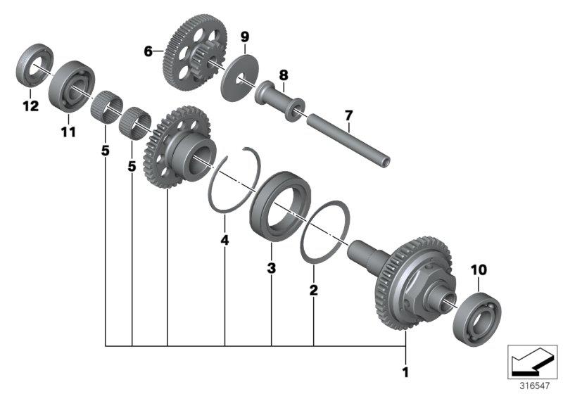 Vrijloop startmotor  /  secundaire as