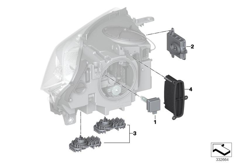 Afz. onderdelen koplamp elektronica