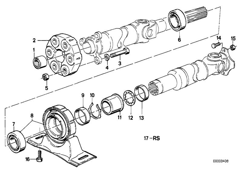 Cardanas, koppelingsschijf / tussenlager