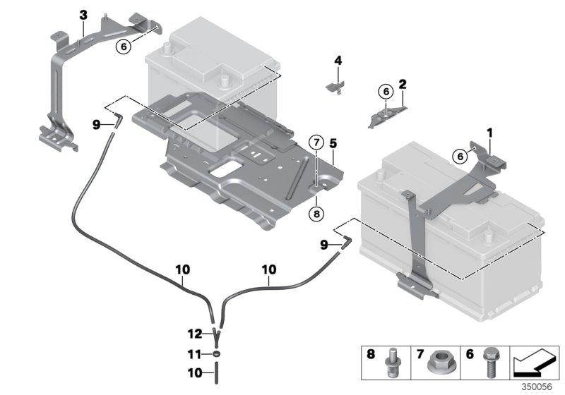 Accubevestiging en montageonderdelen