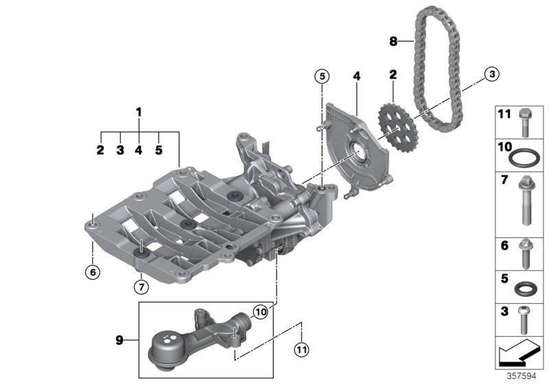 Olievoorziening/Oliepomp m aandrijving