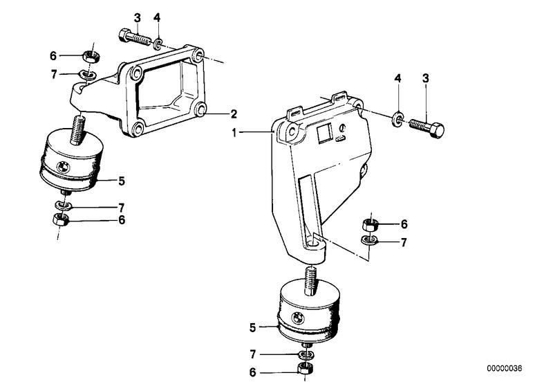 Motorophanging / motordemper