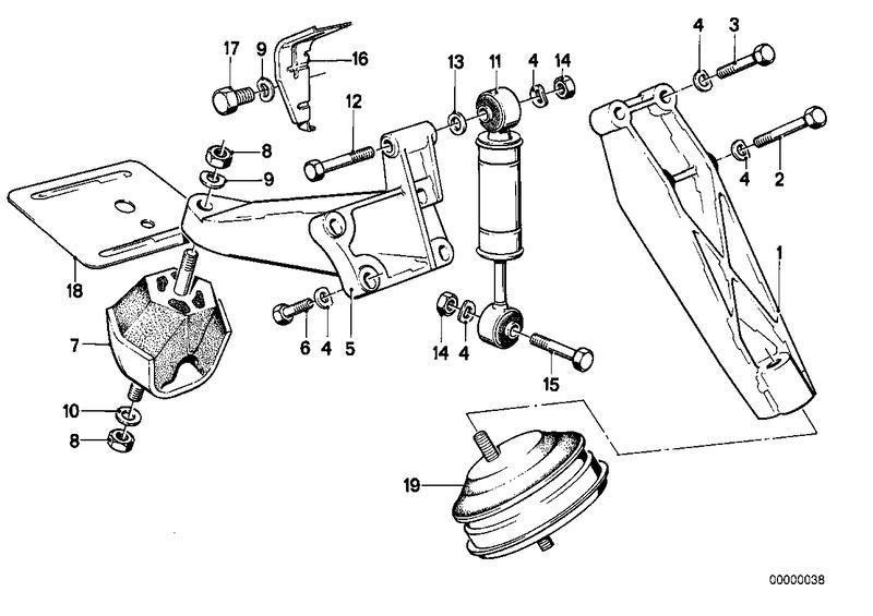 Motorophanging / motordemper