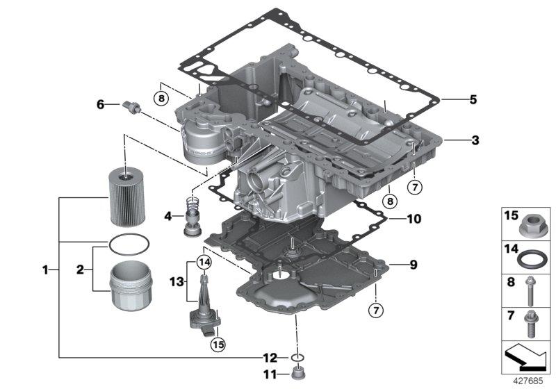 Oliecarter / oliefilter / oliepeilsysteem