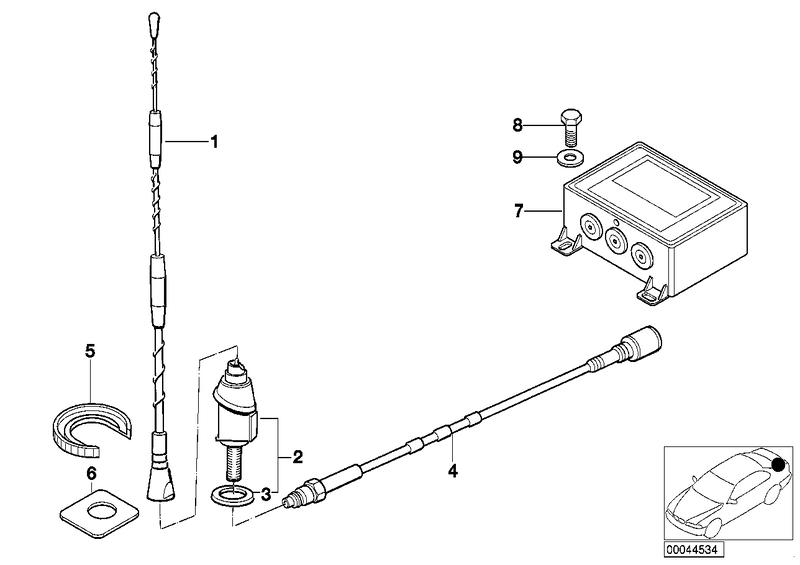 Onderdelen zijpaneel telefoon-antenne