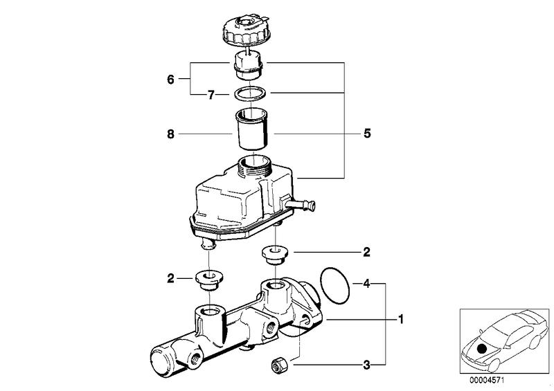 Hoofdremcilinder/druk reservoir