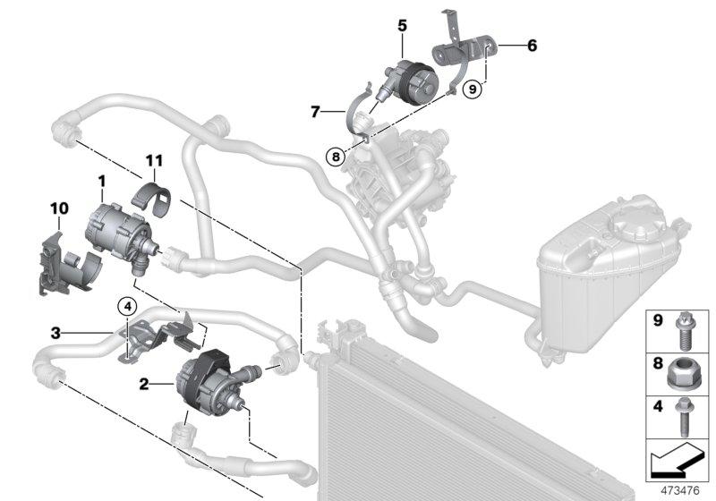 Elektrische waterpomp  /  bevestiging