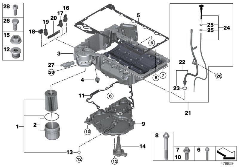 Oliecarter / oliefilter / oliepeilsysteem