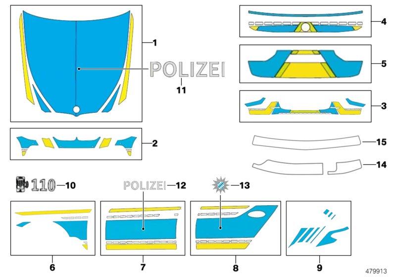 Beplakking politie Beieren blauw