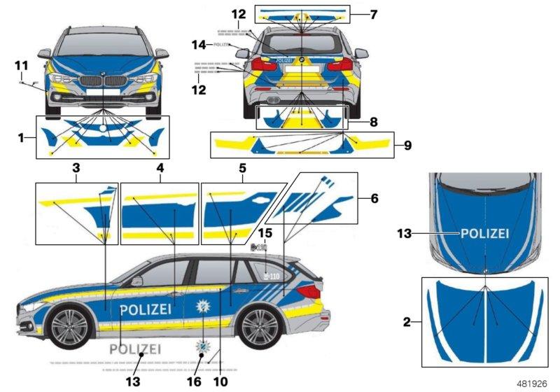 Beplakking politie Beieren blauw