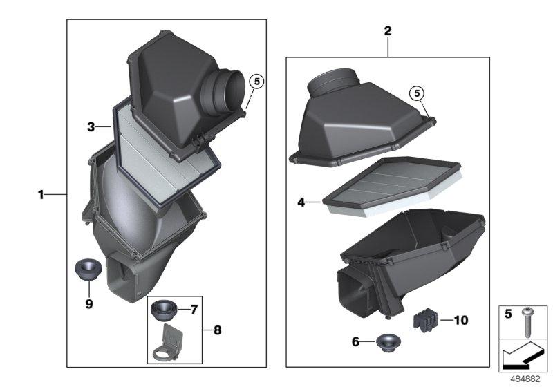 Aanzuiggeluidsdemper  /  Filterelement