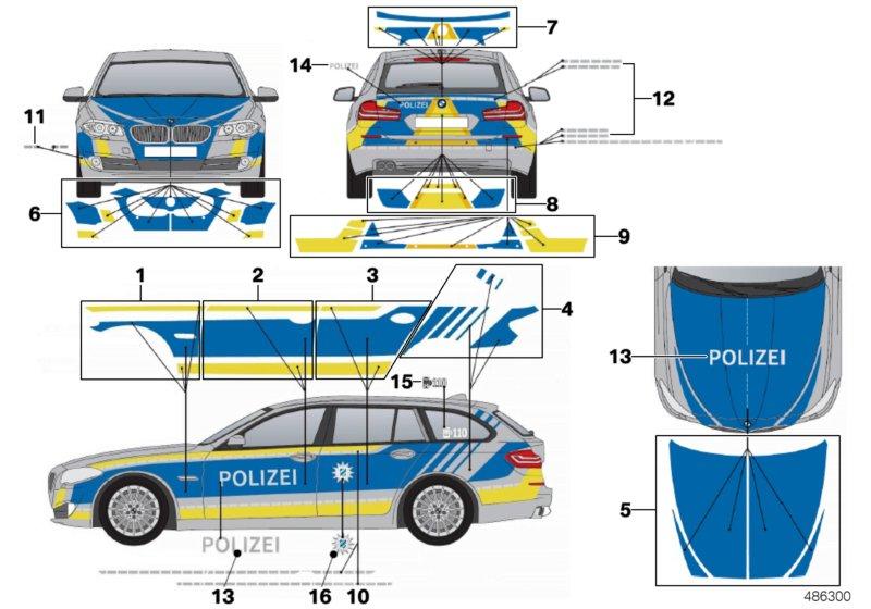 Beplakking politie Beieren blauw