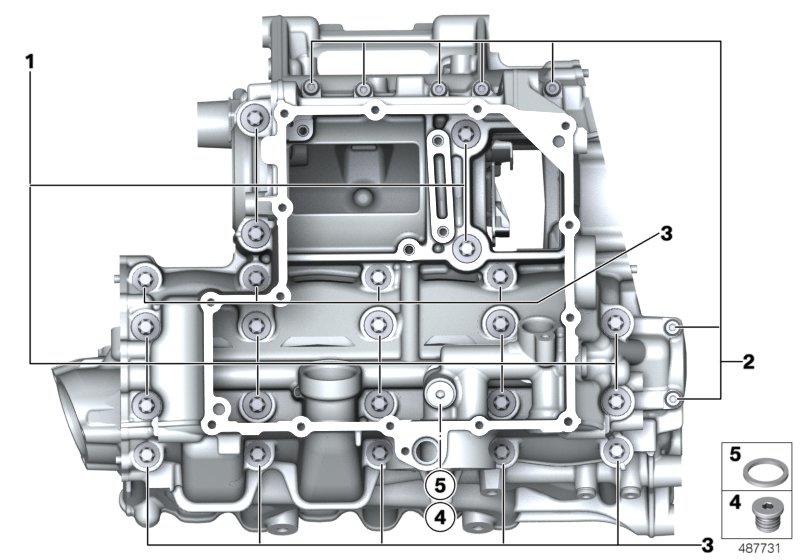 Motorblok schroefverbinding