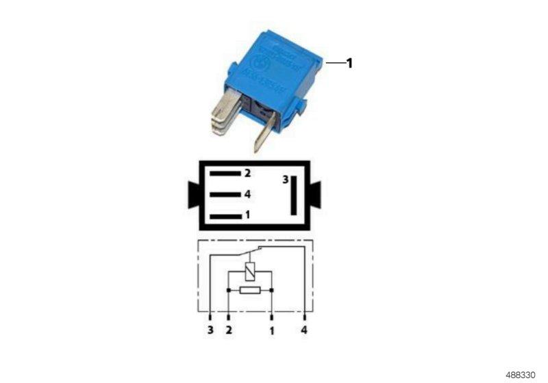 Minirelais openingscontact blauw