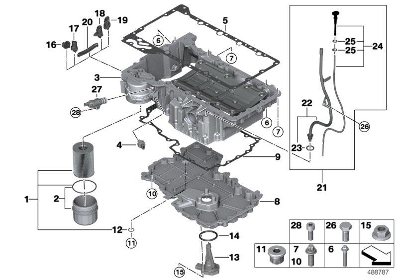 Oliecarter / oliefilter / oliepeilsysteem