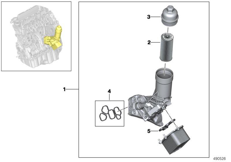 Olievoorziening-oliefilter, warmteruiler