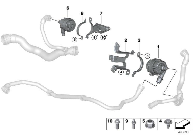 Elektrische waterpomp  /  bevestiging