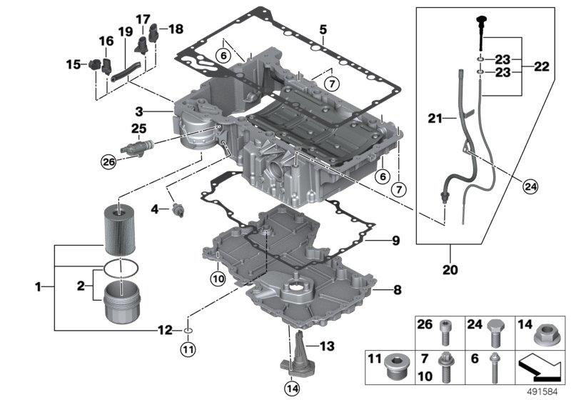 Oliecarter / oliefilter / oliepeilsysteem