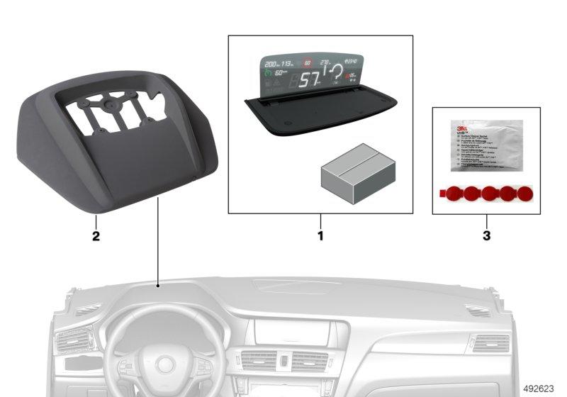 BMW Head-Up Screen voor fabrieksnavig. 