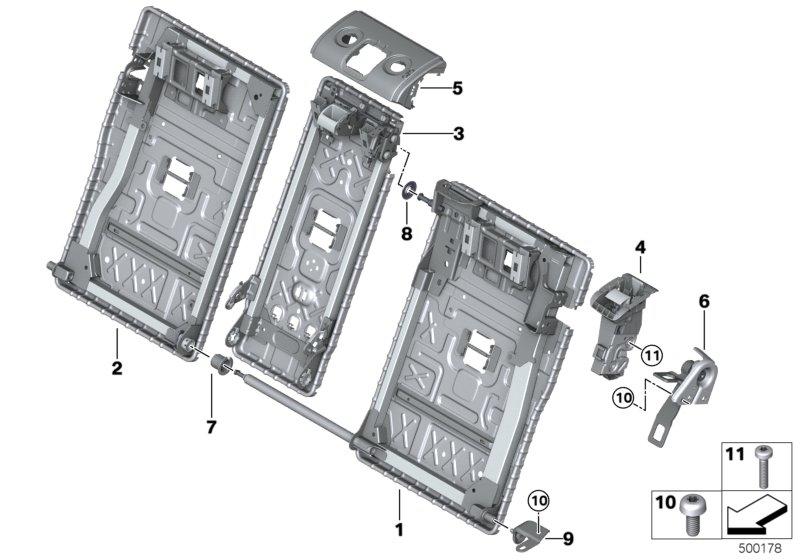 Achterbank zittingframe neerklapbaar