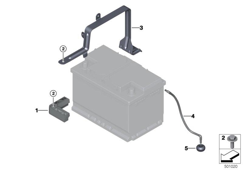 Accubevestiging en montageonderdelen