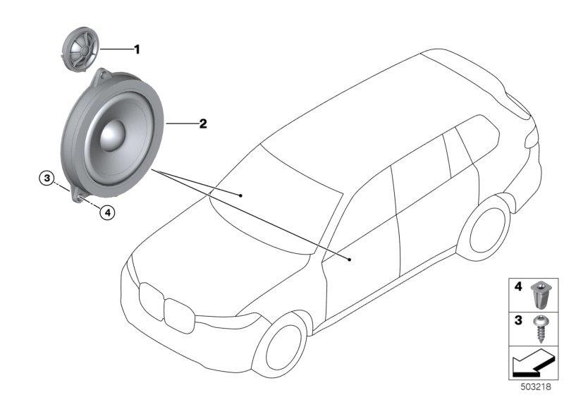 Onderdelen deur voor top-hifi-systeem