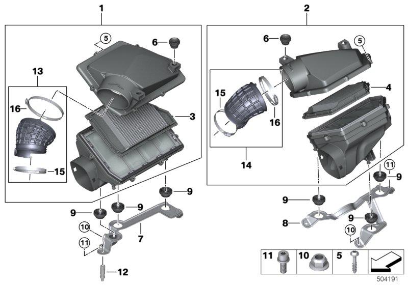 Aanzuiggeluidsdemper  /  Filterelement