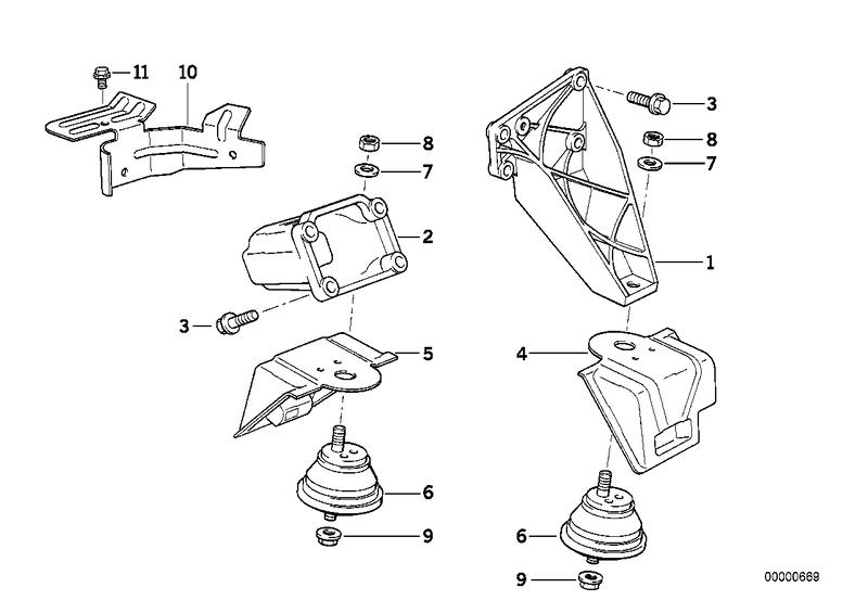 Motorophanging / motordemper