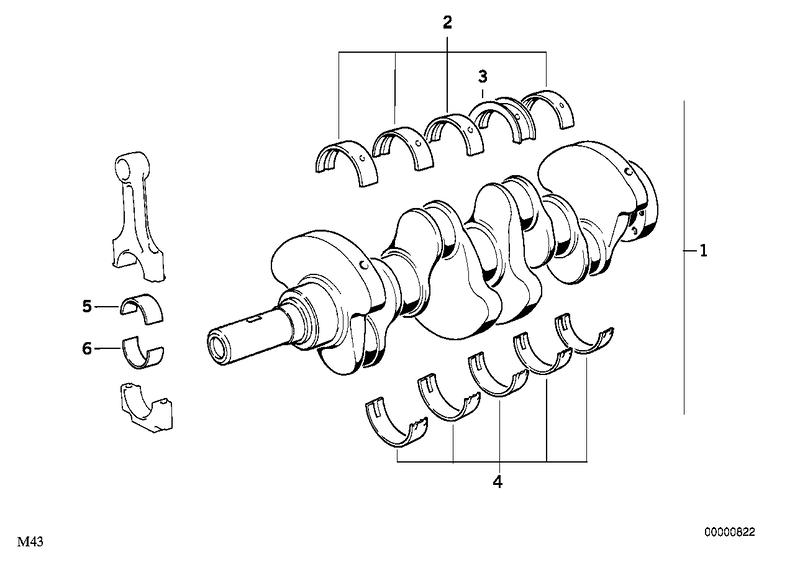 Krukas drijfwerk-krukas met lagerschalen