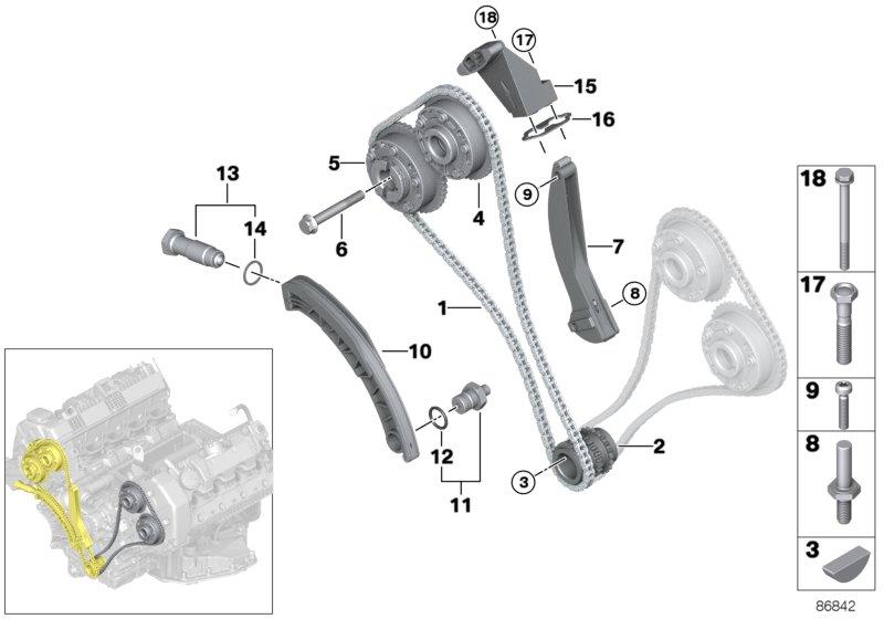 Distributie-ketting cilinder 1-6