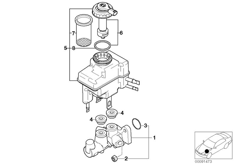 Hoofdremcilinder / druk reservoir
