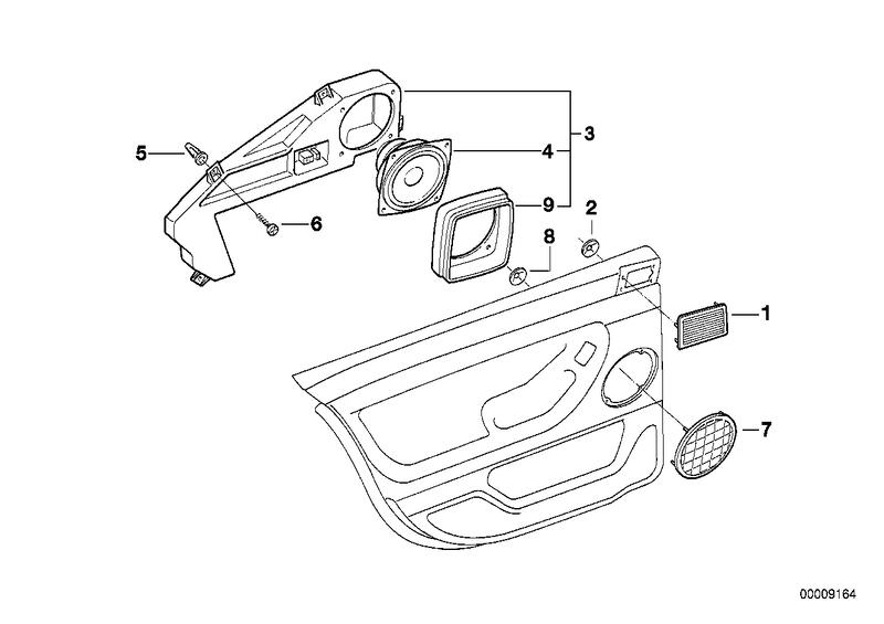 Onderdelen deur achter stereo-systeem