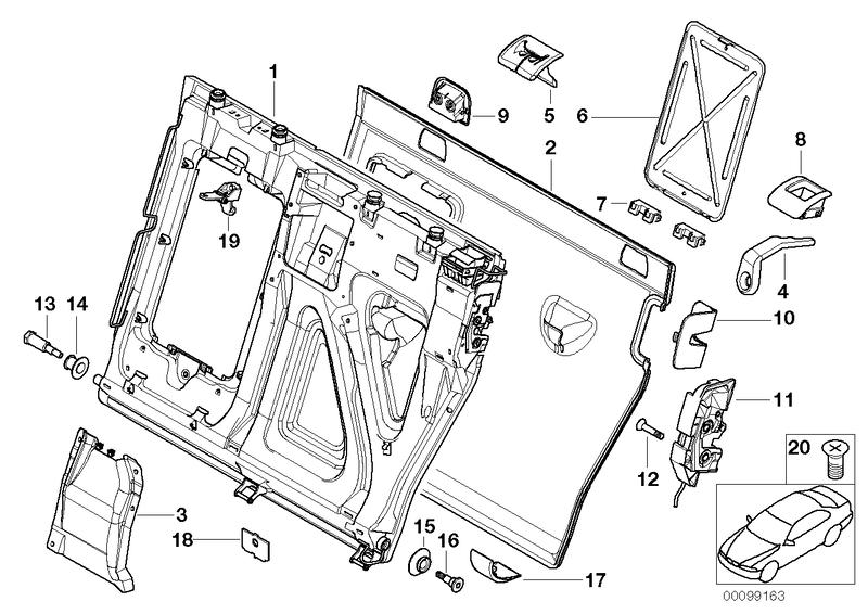 Achterbank zittingframe links