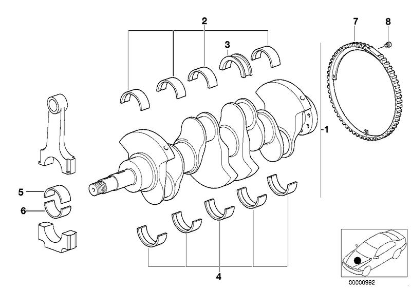 Krukas drijfwerk-krukas met lagerschalen